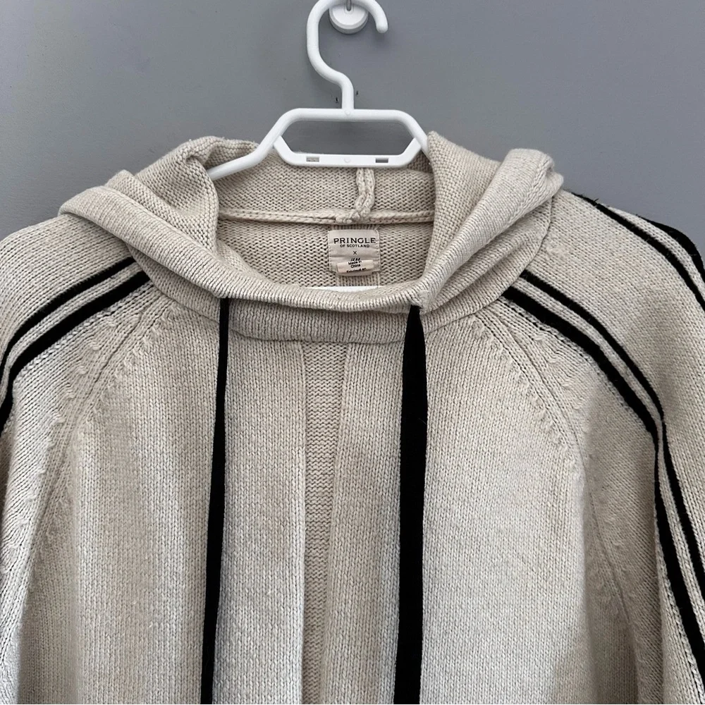 Pringle of Scotland x H&M Oversized Hoodie Sweater Wool Blend Cream & Black XL - Picture 4 of 13